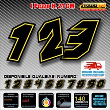 Adesivi numeri gara M11 N-G numeri Moto Gp SBK Go Kart Quad Scooter Auto H21 cm