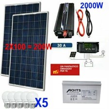 Kit Fotovoltaico 2KW Pwm Inverter 2000W Pannello Solare 200W Batteria 120 Amp
