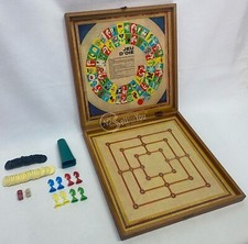 Valigetta dei giochi da tavolo vintage in legno dama scacchi gioco dell'oca