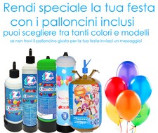 KIT BOMBOLA GAS ELIO per 10,18,25,35,50,100 palloncini COMPRESI Festa Compleanno