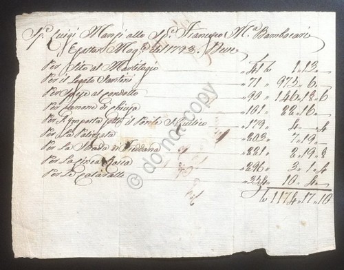 Antico documento 1793 - -, nota