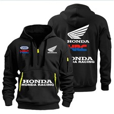 + Felpa con cappuccio multi-cerniera, sportiva casual con logo Honda
