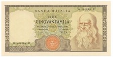 50000 LIRE BANCA D'ITALIA LEONARDO DA VINCI MEDUSA 04/02/1974 FDS-/FDS