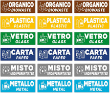18 Adesivi per Raccolta Differenziata | Etichette in Italiano E Inglese per Cont