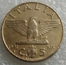 1941 KINGDOM OF ITALY 5 CENT