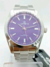 OROLOGIO UOMO LORENZ GLAM QUADRANTE VIOLA BRACCIALE ACCIAIO SATINATO  CASSA 41mm
