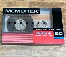 Memorex dBS+ 90 cassette audio vuote ferriche nastro 90 minuti nuovo sigillato stock