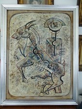 VICTOR BUSSOLETTI-GUERRIERO A CAVALLO-DIPINTO TECNICA MISTA SU TELA-CM. 81 X 61