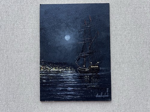Dipinto olio originale nave