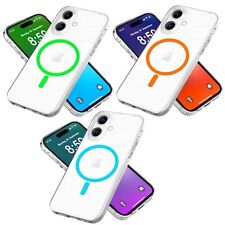 Custodia MagPower trasparente per iPhone 16, Night Glow Neon anello magnetico acrilico custodia cellulare