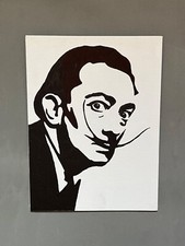 SALVADOR DALÌ DISEGNO SU TELA 18x24cm FATTO A MANO