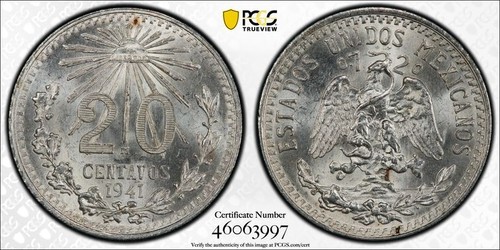 1941 pcgs ms65 messico - ms65, |