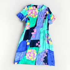 Abito audace floreale pannello 10 vintage seta strutturata silhouette Jeane Eddy X Fiandaca