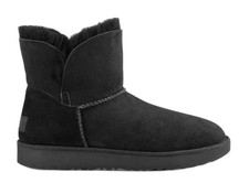 UGG CLASSIC MINI CUFF NERO CAMOSCIO GAMBALE RISVOLTABILE 1016417 ORIGINALI NUOVI