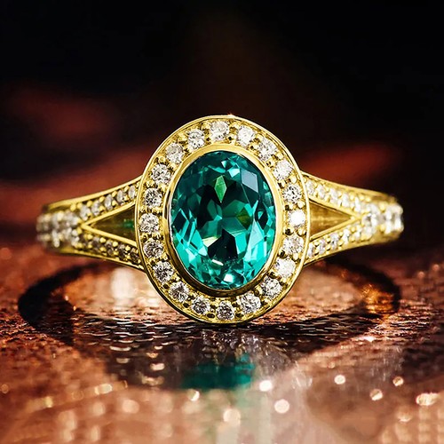 Anello oro zirconi verdi