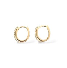 Orecchini da donna piccoli ovali con zirconi bianchi in oro giallo 18 kt 750