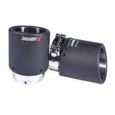 Terminale di scarico acciao inox nero con cupolino in fibra di carbonio