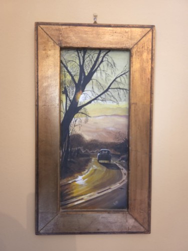 Dipinto paesaggio con - , strada
