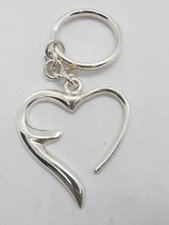 Portachiavi con iniziale F a forma di Cuore in Argento 925 - Lettera Alfabeto