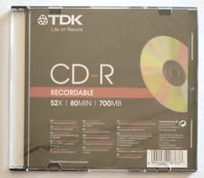 Cd Tdk Cd-R 80 Min. 700 Mb. Slim Case Vergine Sigillato Nuovo Sealed