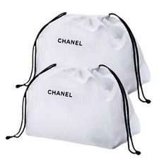 CHANEL KIT 2.PZ POCHETTE CLUTCH POUCH BORSA COTONE BIANCO GRANDE 30 X 20 X 16 CM