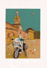 GIOVAGNOLI LUCA (n. 1963) OPERA GRAFICA LITOGRAFIA Figura Vigile 70 X 50 CM rara