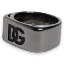 Anello DOLCE & GABBANA tono argento ottone anello logo DG uomo US10/EU62 RRP 380usd