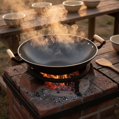 Wok ferro con due manici - ferro,