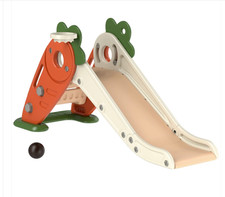 Scivolo per bambini 3 in 1 con canestro da basket e arrampicatore - Pla pieghevole a tema carota
