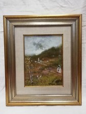 Dipinto paesaggio olio su cartone firmato Lorenzo Gignous cm 22x30 Antikidea
