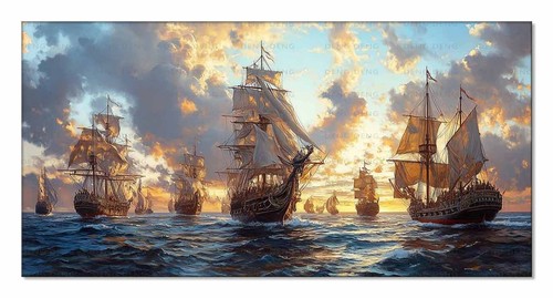 Arte tela flotta velieri - su,