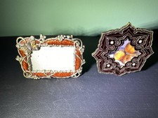 2 Cornici portafoto rosso rubino Michael Hero farfalla perla diamanti