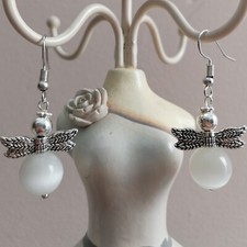 Orecchini Angioletto Occhio Di Gatto Bianco 