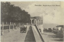 MONCALVO -ASTI -ANGOLO PIAZZA CARLO ALBERTO CON CARROZZELLA-VIAGG.1929 ANGOLO RO