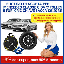 📌Ruotino di Scorta per Mercedes Classe C da 17 Pollici 5 Fori Cric Chiave Sacca