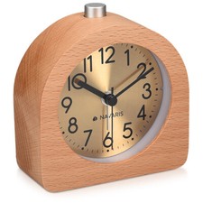 Sveglia analogica da comodino in legno - Orologio semicerchio retro da tavolo