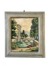 Quadro Vintage Su Legno In Rilievo Dipinto A Mano Anni 50