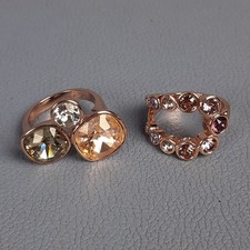 Set 2 Anelli Da Donna AURORA Cristalli Swarovski Placcato Oro Rosa Vintage