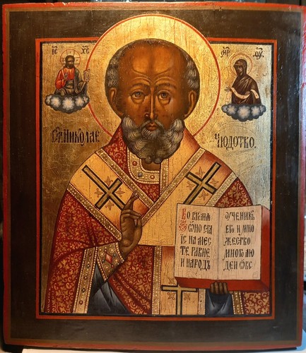 Antica icona russa san nicola - russa,
