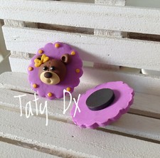 MAGNETE CALAMITA ORSETTA CON BASE LILLA BATTESIMO NASCITA art.2165