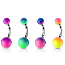 Ombelico Piercing Banana Acciaio Chirurgico Colorati Sfera Due Colori Arcobaleno