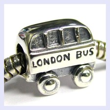 Bracciale Argento Sterling London Bus UK Trasporto Perla per Charm Europeo