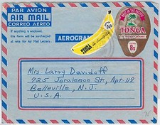 52375 - TONGA - Timbri AUTOADESIVI su AEROGRAMMA: PALME FRUTTI Banane