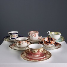 Tazzine Antiche Porcellana con Doppio Piattino Europa XX Secolo Originali