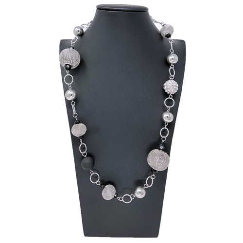 Collana lunga palline strass - collana,