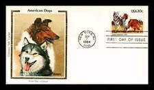 COLLIE & ALASKAN RAZZA CANE MALAMUTE 1984 COLORANO SETA FDC UNADDR
