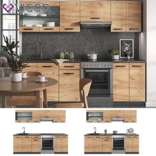 Cucina componibile blocco cucina ad incasso Raul 240 cm antracite quercia Vicco