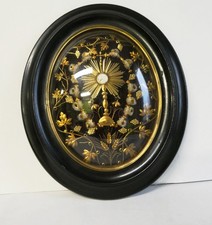 RELIQUIARIO CON 12 RELIQUIE CORNICE LEGNO 11"x 9" PAPEROLL ARTISTICO *VEDI LISTA + FOTO