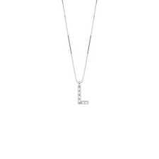 Collana Bliss Alphabet Lettera L 20109783 Necklace Oro Bianco 18 Kt Diamante