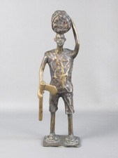 Statua uomo Africano fusione in bronzo scultura soprammobile epoca XX sec.